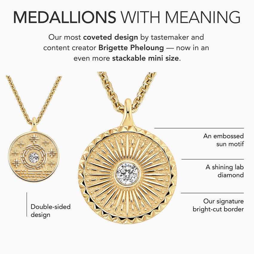 Mini Sun Lab Diamond Medallion in 14K Yellow Gold