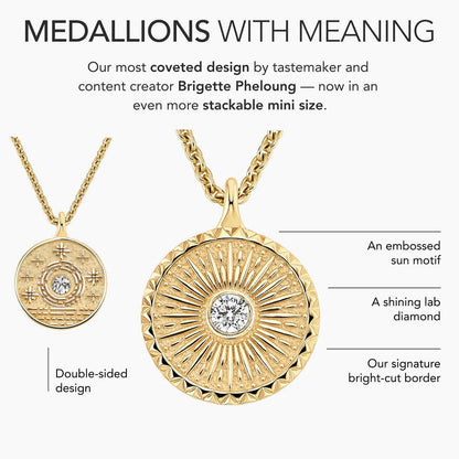 Mini Sun Lab Diamond Medallion in 14K Yellow Gold