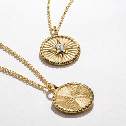 Mini Sun Lab Diamond Medallion in 14K Yellow Gold
