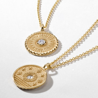 Sun Lab Diamond Medallion Necklace (1/4 ct. tw.)