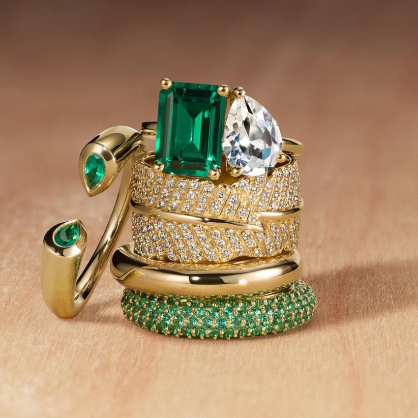 Lab Diamond Tube Ring in 14K Yellow Gold