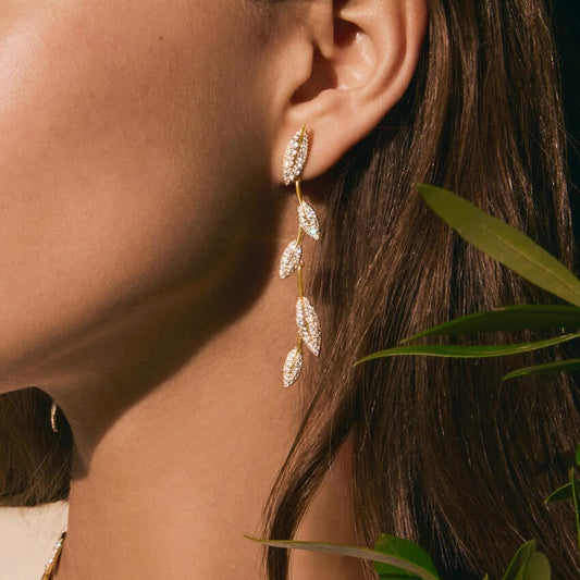 Jane Goodall Pavé Olive Branch Lab Diamond Earrings (1 3/4 ct. tw.) in 14K Yellow Gold