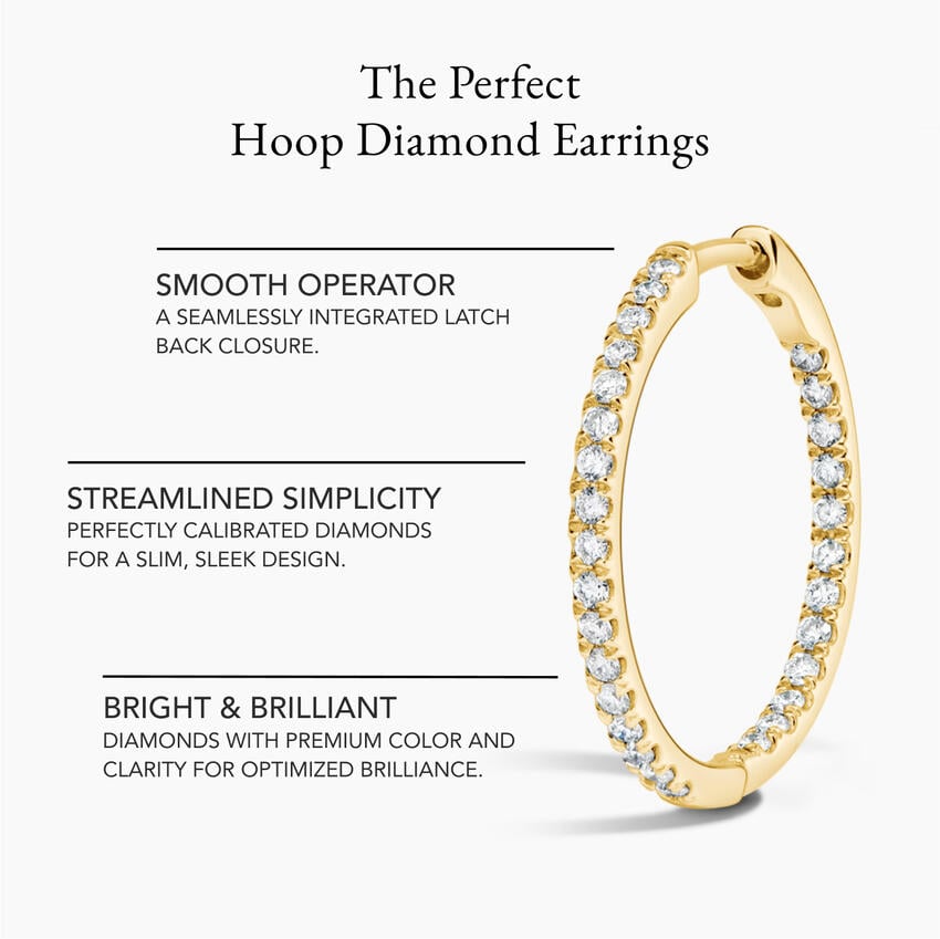 Huggie Perfect Hoop Lab Diamond Earrings in 14K Yellow Gold