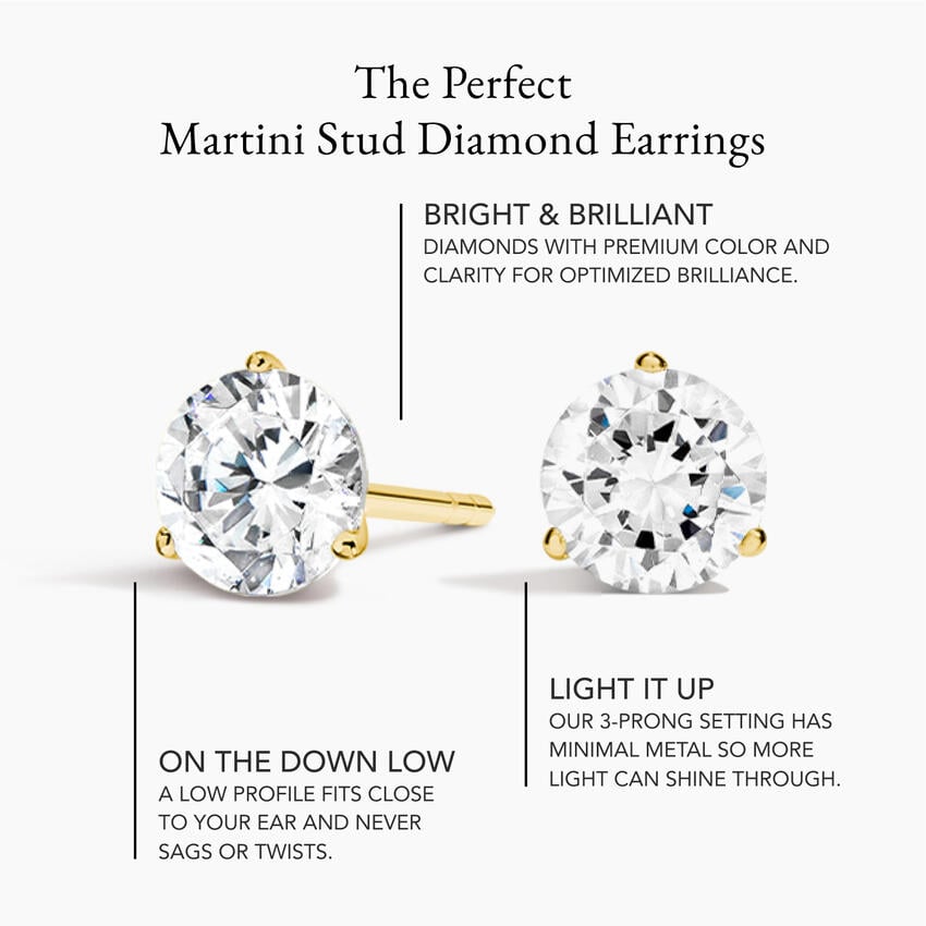 Perfect Martini Lab Diamond Stud Earrings (1 1/2 ct. tw.) in 18K White Gold