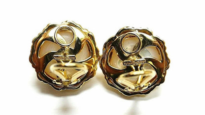 Authentic Vintage Tiffany and co 18k yellow gold mabe pearl earrings