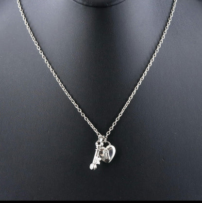 Vintage Tiffany & Co Platinum And Diamond Padlock Key Heart Necklace PT950