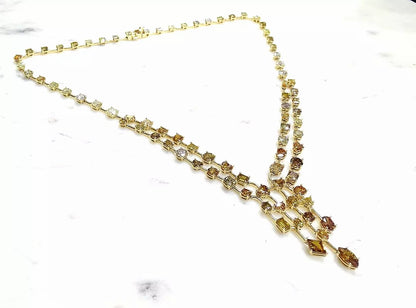 Unique 18k Yellow Gold 35.05 CTs Fancy cut Fancy Color Natural Diamond Necklace