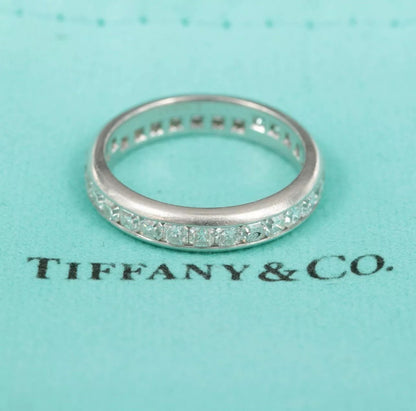 TIFFANY & CO. 950 PLATINUM 1.45 CT Diamond Eternity Lucida BAND RING Size 6.5