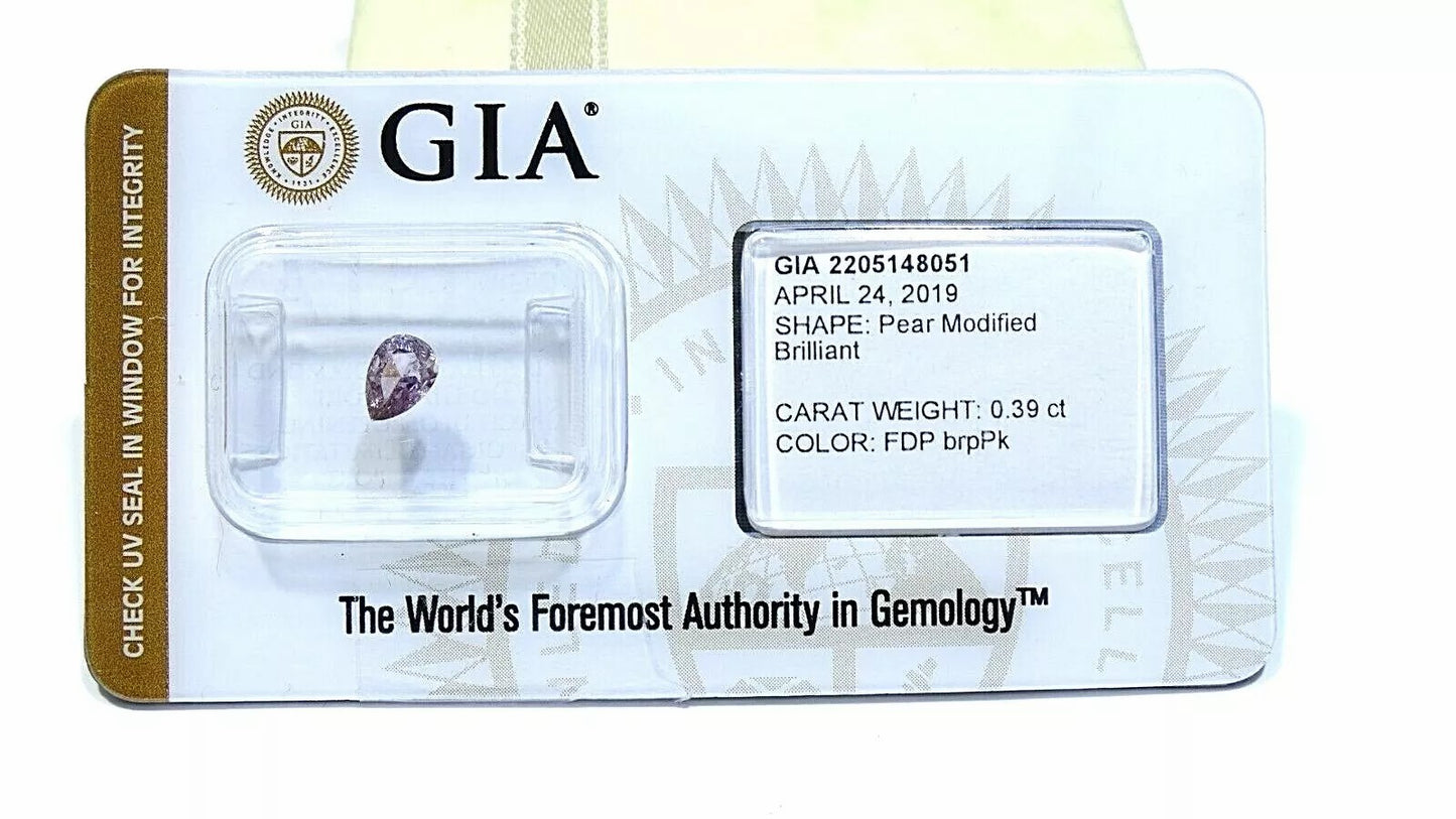 0.39 Carat Loose Diamond GIA Certified Natural FANCY Brownish Purple PINK Color