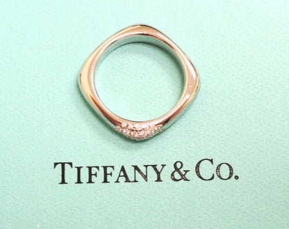 Tiffany & Co. 18k White Gold Cushion Ring Band With Diamonds H VS1 SIZE 6 WOW