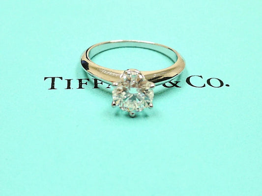 Tiffany & Co PLAT Round Diamond Solitaire Engagement Ring 1.06CT H-VS1