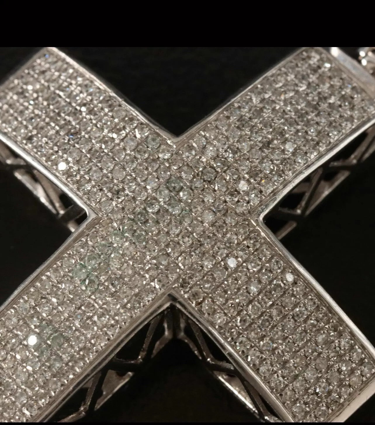 10k 2.10 CTs Diamond Cross Pendant With Franco Link Chain Necklace White Gold