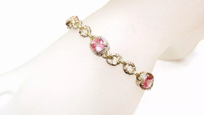 CHARLES KRYPELL Silver .925 14K Yellow Gold Pink Topaz Bracelet Bangle 8.67ct