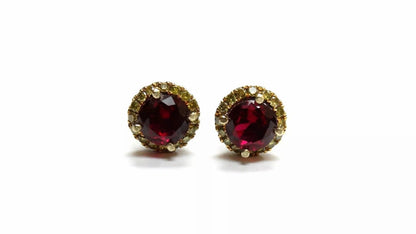 New 10k Black Gold Black Fancy Yellow Diamond and Ruby Stud Earrings 2.35 CT