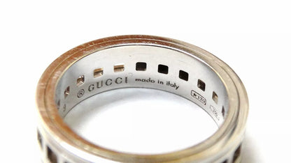 Authentic Gucci Basso Women's 18k White Gold Perforated Band Ring Size 4.75 WOW