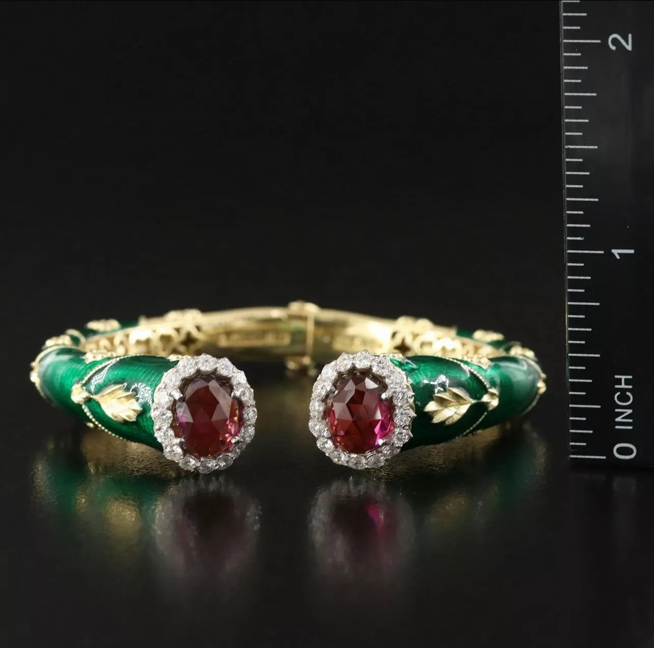 Stambolian Colors Of Life Rhodolite Garnet Diamond Enamel Bangle Bracelet