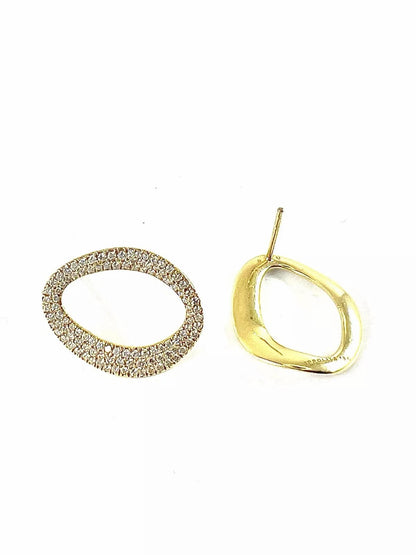 IPPOLITA 18k Yellow Gold Open Oval Diamond VS Earrings Medium Wavy Earring