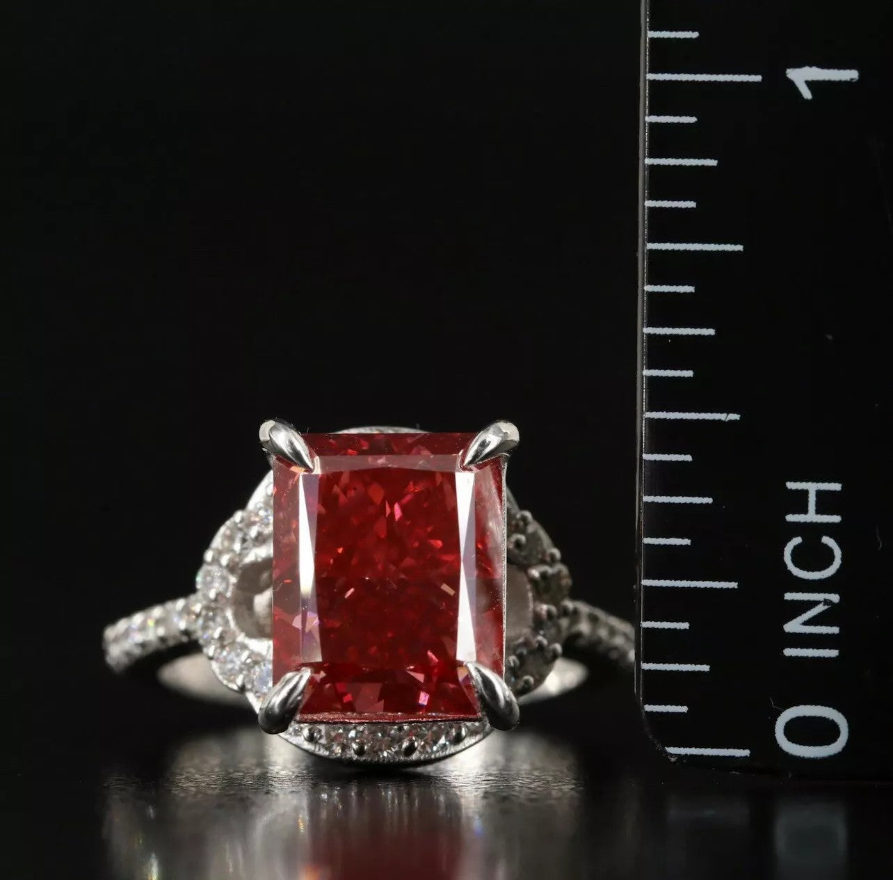 Fine 5.87 CTs Fancy Intense Pink LAB GROWN DIAMOND Ring Natural Diamond Setting