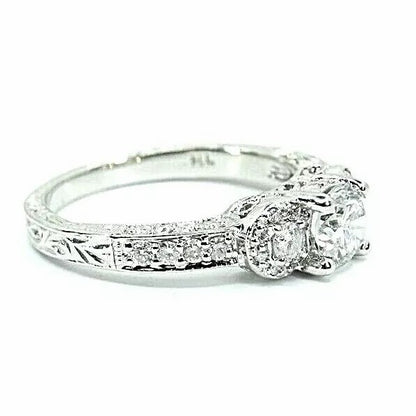 Fine 18k White Gold Fligree Design Diamond Engagment Wedding Ring F VS1-SI1