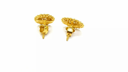 Fine Beautiful 22K Yellow Gold With Design Lady Earring Screw Back