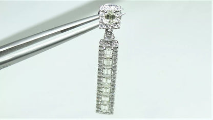 Fine 18K White Gold 3.00 Ct Emerald Cut F VS1 Fancy Drop Diamond Earrings