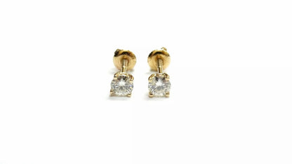 Fine 14k Yellow Gold Diamond Stud Earrings 0.50 CT H SI1-SI2 Screw Back