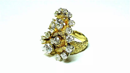 Vintage 14K Yellow Gold Old European Cut G-H VS1-VS2 Diamond Ladies Fashion Ring