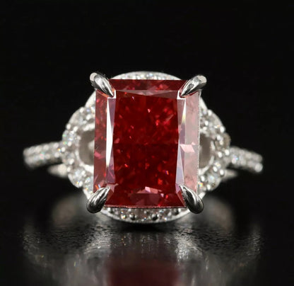 Fine 5.87 CTs Fancy Intense Pink LAB GROWN DIAMOND Ring Natural Diamond Setting