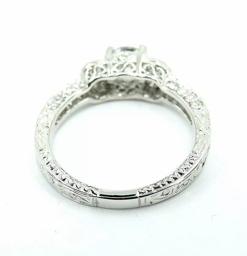 Fine 18k White Gold Fligree Design Diamond Engagment Wedding Ring F VS1-SI1