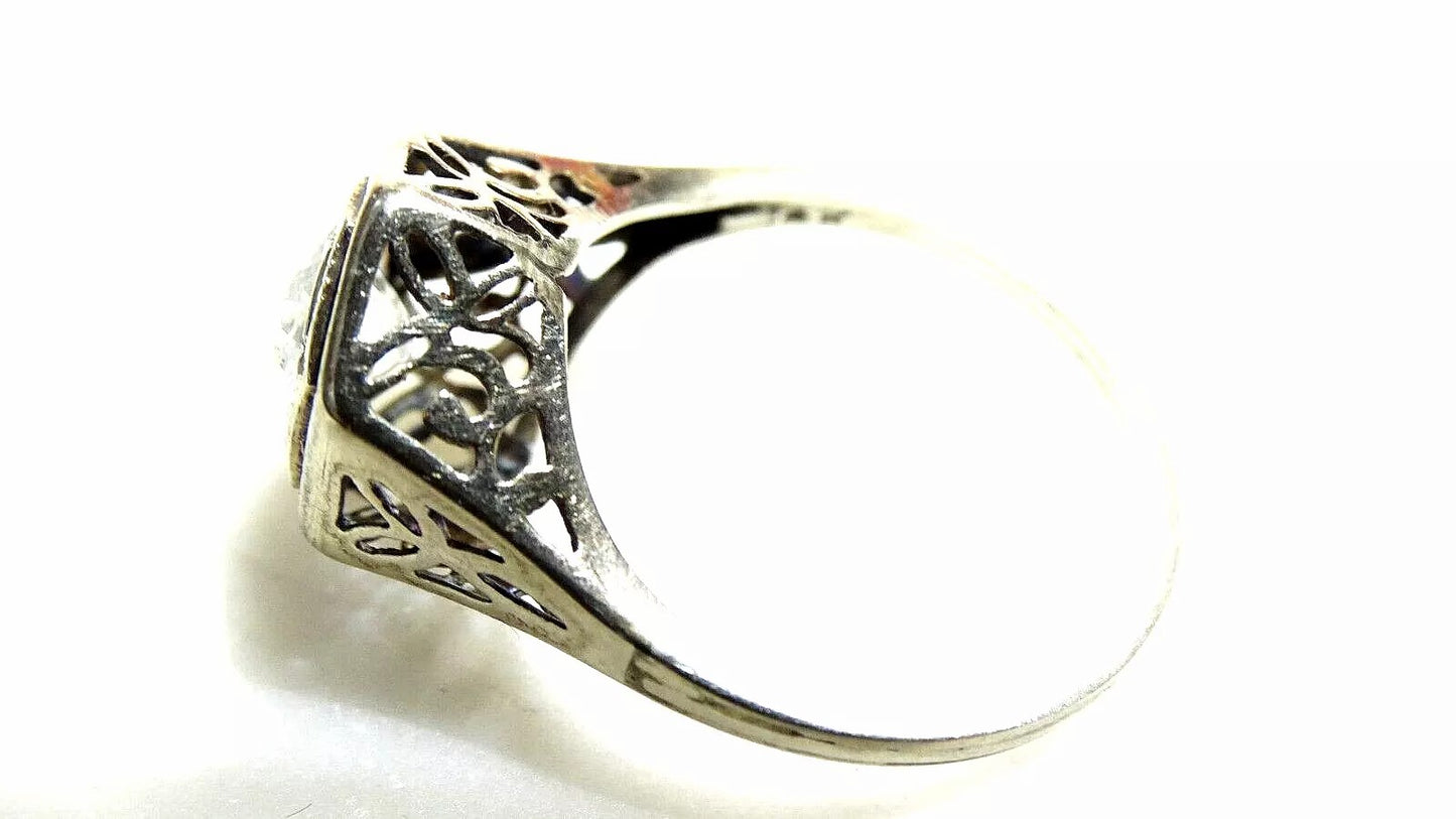 Vintage Antique 1.00 CT Old Minor European Cut Diamond 14k White Gold Ring