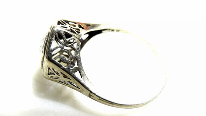 Vintage Antique 1.00 CT Old Minor European Cut Diamond 14k White Gold Ring