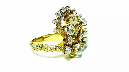 Vintage 14K Yellow Gold Old European Cut G-H VS1-VS2 Diamond Ladies Fashion Ring