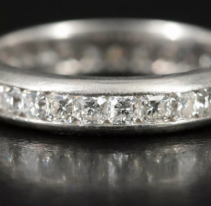 TIFFANY & CO. 950 PLATINUM 1.45 CT Diamond Eternity Lucida BAND RING Size 6.5