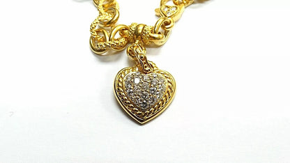 Judith Ripka 18k Yellow Gold Diamond Heart Couture Pendant Necklace 1.26 CT