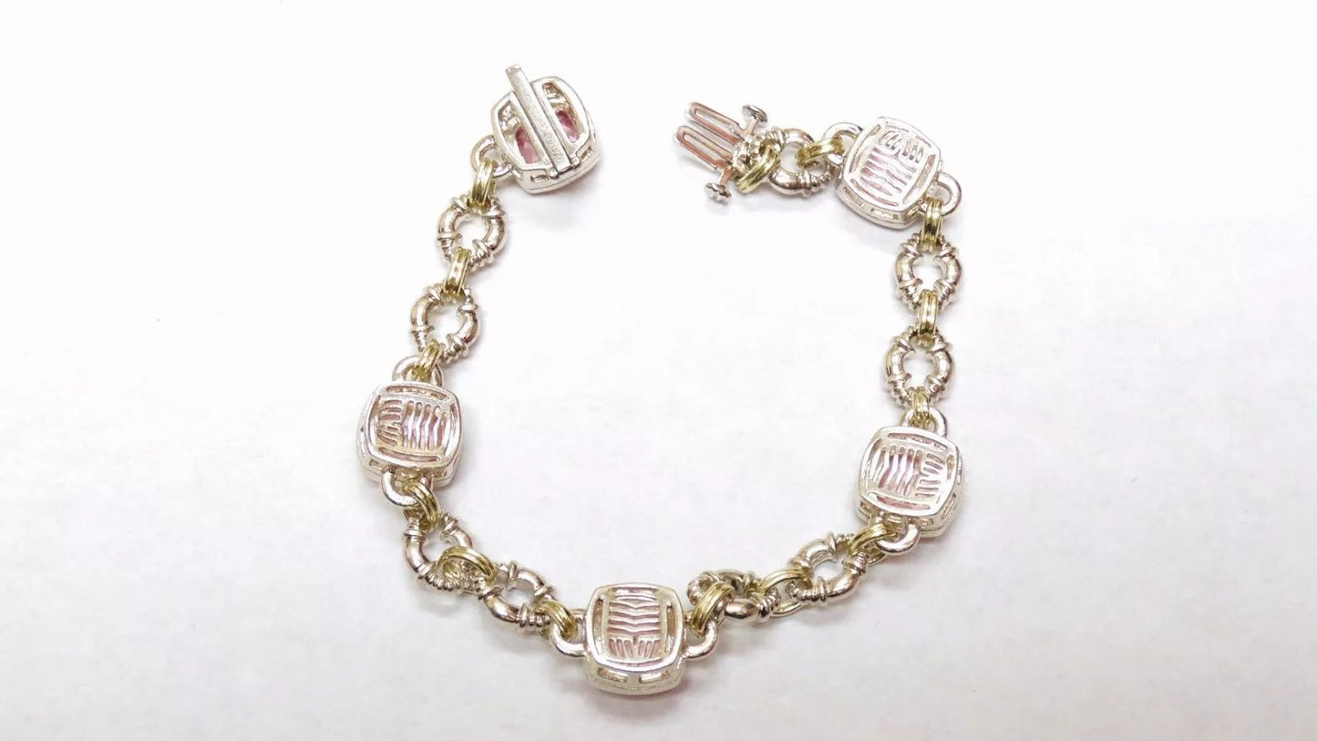 CHARLES KRYPELL Silver .925 14K Yellow Gold Pink Topaz Bracelet Bangle 8.67ct