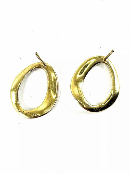 IPPOLITA 18k Yellow Gold Open Oval Diamond VS Earrings Medium Wavy Earring