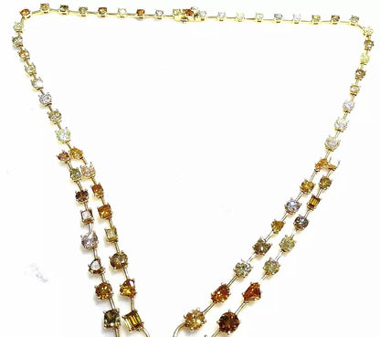 Unique 18k Yellow Gold 35.05 CTs Fancy cut Fancy Color Natural Diamond Necklace