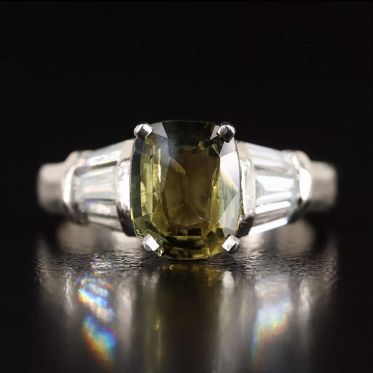 Estate Platinum 2.17 Cts Ceylon Alexandrite Diamond Ring GIA Certified Sri Lanka