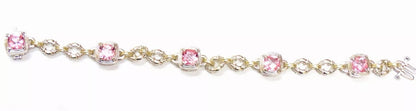 CHARLES KRYPELL Silver .925 14K Yellow Gold Pink Topaz Bracelet Bangle 8.67ct