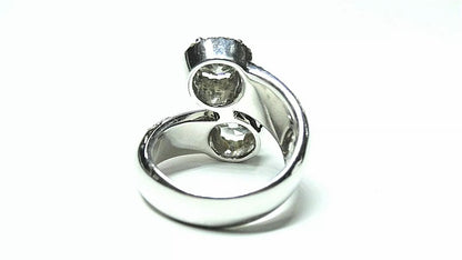 Fine 18k White Gold Brilliant Cut Grey Diamonds With VS Accents Bypass Ring