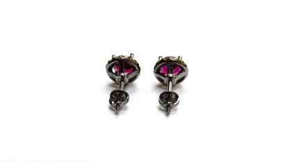 New 10k Black Gold Black Fancy Yellow Diamond and Ruby Stud Earrings 2.35 CT