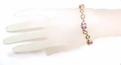 CHARLES KRYPELL Silver .925 14K Yellow Gold Pink Topaz Bracelet Bangle 8.67ct