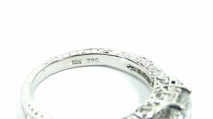 Fine 18k White Gold Fligree Design Diamond Engagment Wedding Ring F VS1-SI1