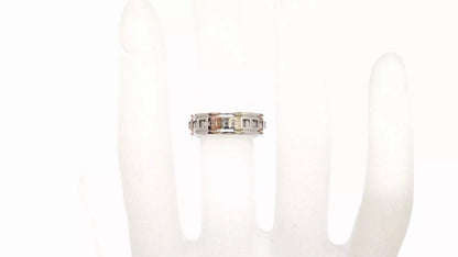 Authentic Gucci Basso Women's 18k White Gold Perforated Band Ring Size 4.75 WOW