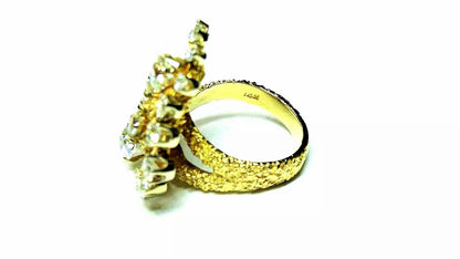 Vintage 14K Yellow Gold Old European Cut G-H VS1-VS2 Diamond Ladies Fashion Ring