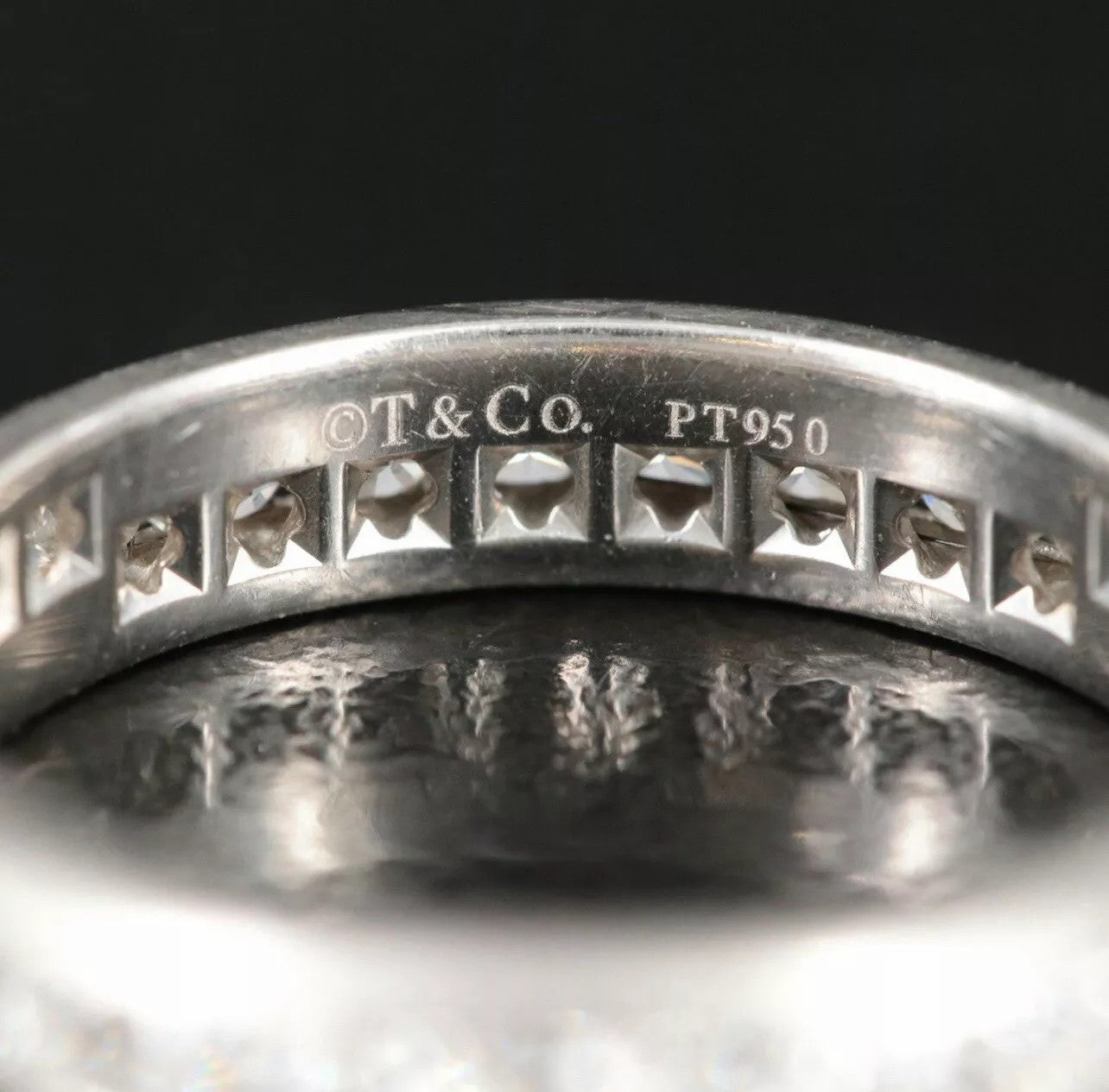 TIFFANY & CO. 950 PLATINUM 1.45 CT Diamond Eternity Lucida BAND RING Size 6.5