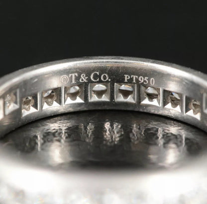 TIFFANY & CO. 950 PLATINUM 1.45 CT Diamond Eternity Lucida BAND RING Size 6.5