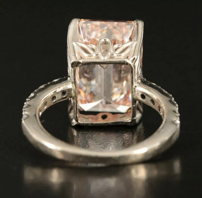 Fine 9.67 CTs Emerald Fancy Light Pink LAB GROWN DIAMOND Ring Natural Mounting