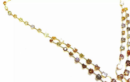 Unique 18k Yellow Gold 35.05 CTs Fancy cut Fancy Color Natural Diamond Necklace