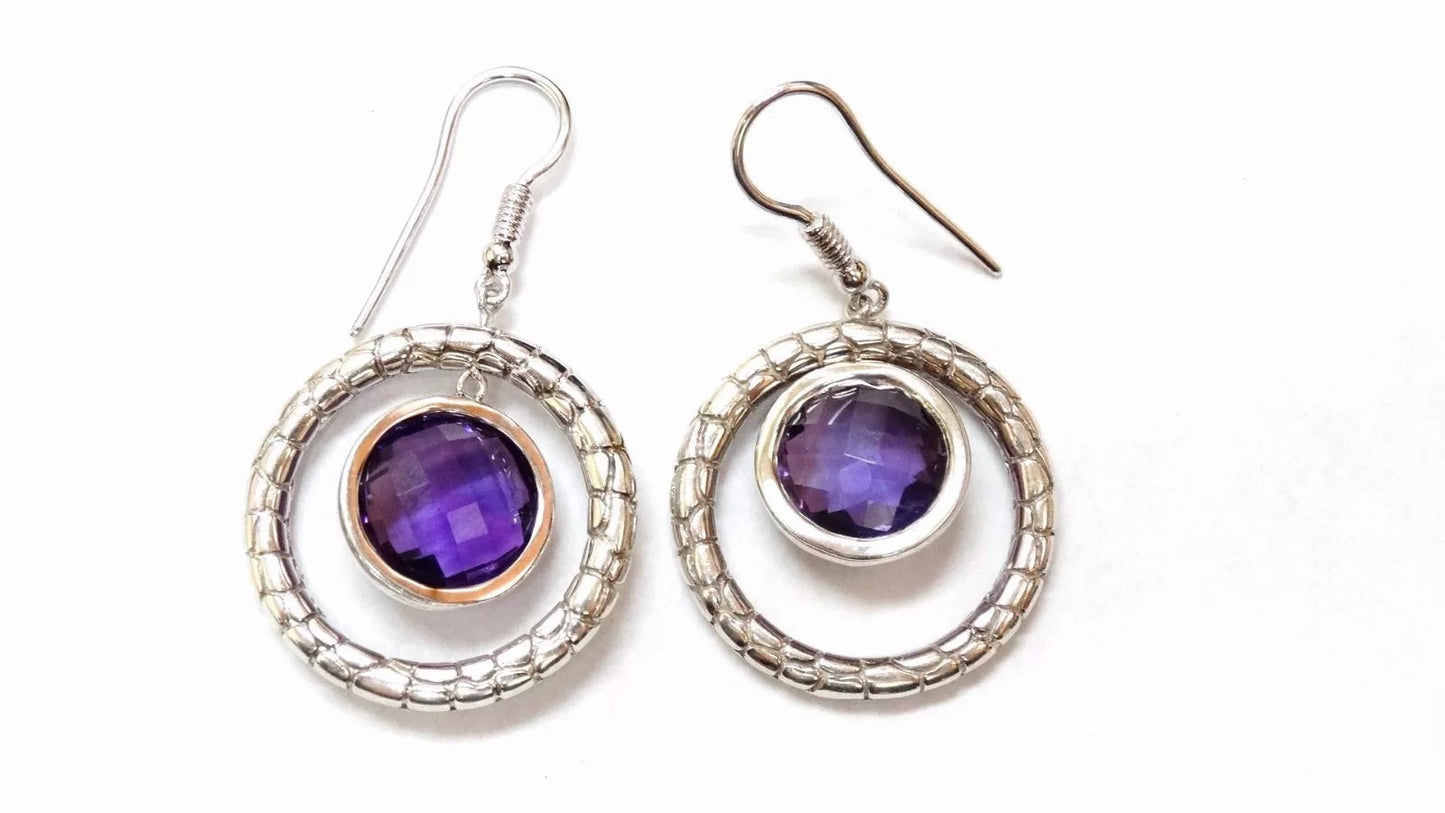 CHARLES KRYPELL Sterling Silver .925 18K Gold Amethyst Chandelier Earrings 6.5CT